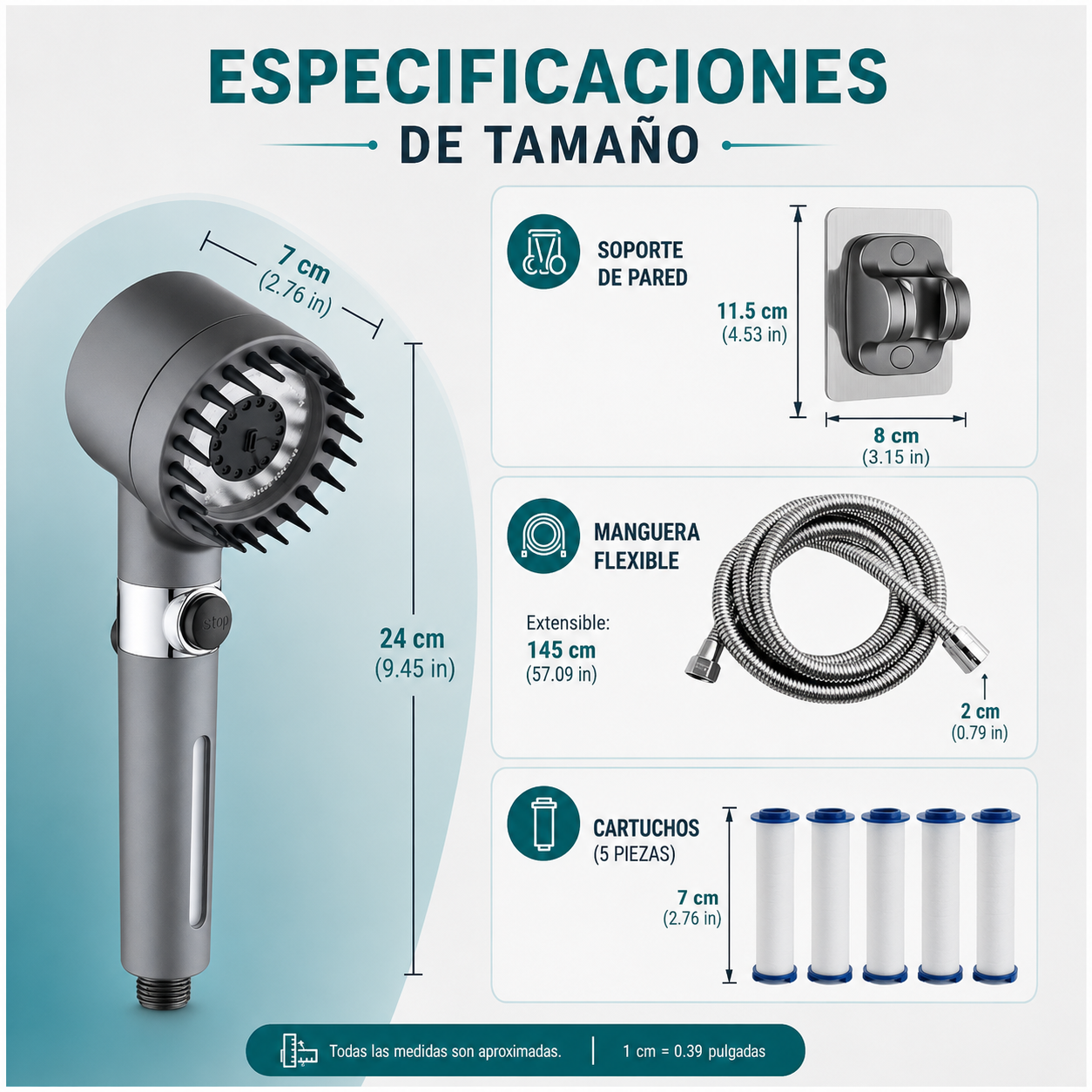 Regadera Turbo de Alta Presión con Filtro
